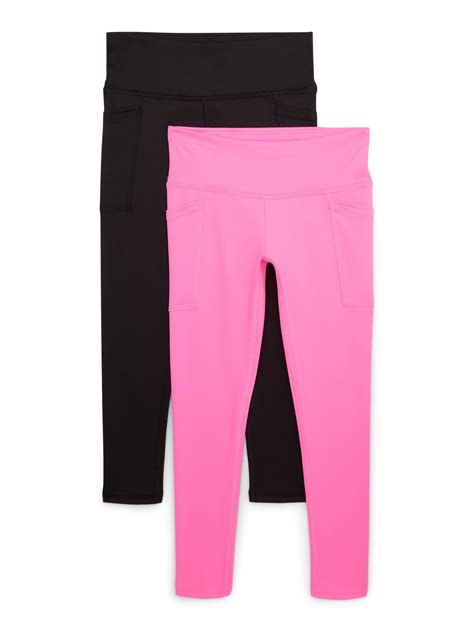 Athletic Works Girls Active Leggings with UPF 30, 2-Pack, Sizes 4-18 ...