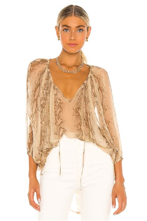 Mes Demoiselles Python Blouse in Beige Combo | REVOLVE