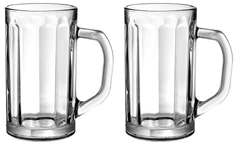 Buy SODUKU Italian Premium Glass Beer Mug Set of 2, 400 ml Each ...