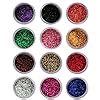 Vozwa Sparkling Nail Art Glitter Powder Set 12 Pcs (Multicolor) (a10 ...