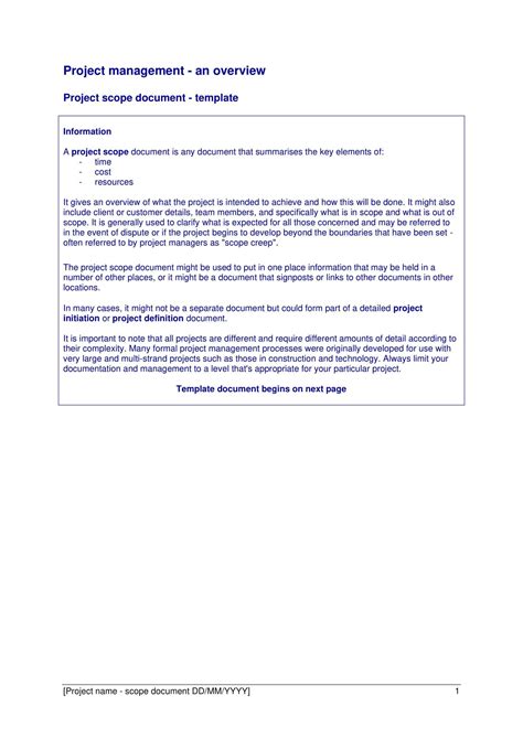 Image result for Completed Project Scope Template