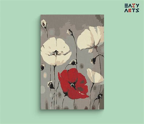 Red and White Flowers Paint By Numbers kit – eazyarts.in