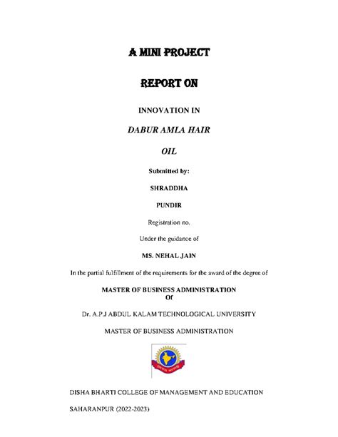 Shraddha Pundir MBA 1st - A mini project report on INNOVATION IN DABUR ...