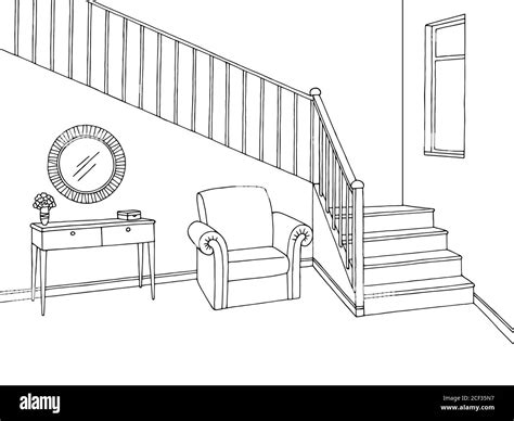 Black and white stairs hall Stock Vector Images - Alamy