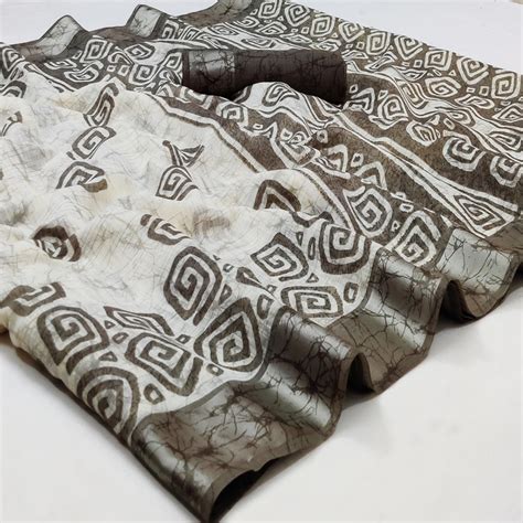 Grey Casual Wear Digital Printed Pure Linen Saree