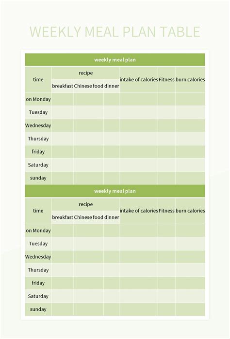 Free Meal Planning Templates For Google Sheets And Microsoft Excel ...