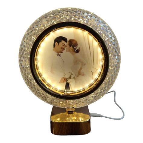 Round Shape Crystal LED Lamp Photo Frame for Birthday Gift and Return ...