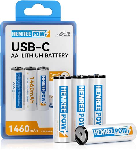 Amazon.com: Henreepow Rechargeable AA Batteries, USB Lithium Double A ...