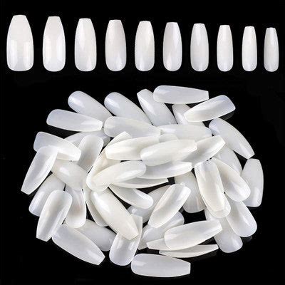 Gleevia Artificial Unbreakable Natural Short Coffin Nail Tips Finger ...