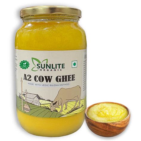 Sunlite Organic - A2 Desi Cow Ghee 1000ml Glass Bottle I Non-GMO, Lab ...