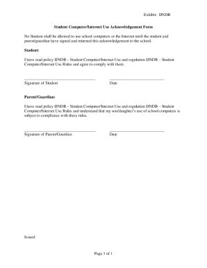 Fillable Online Student Computer/Internet Use Acknowledgement Form Fax ...