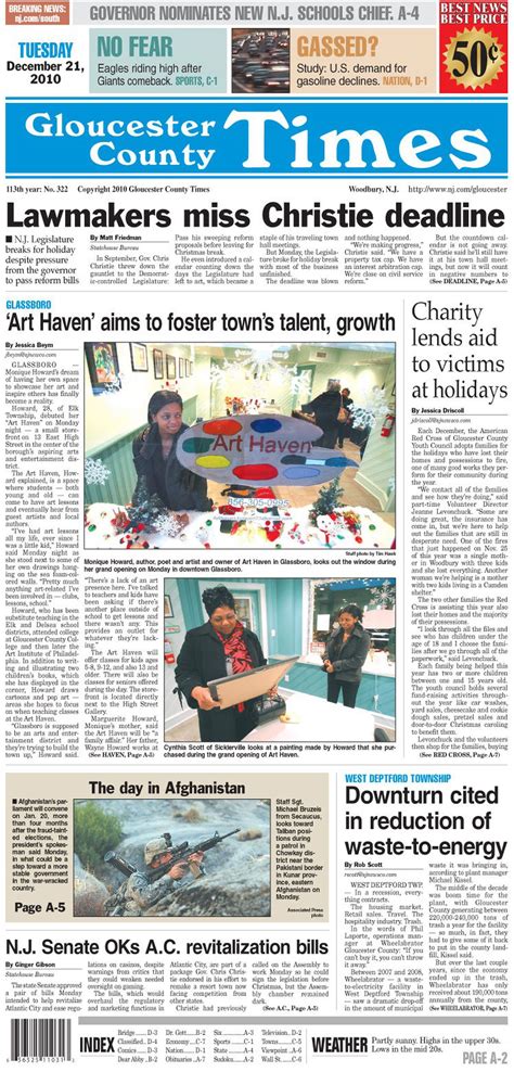 Today's Gloucester County Times front page, December 21, 2010 - nj.com