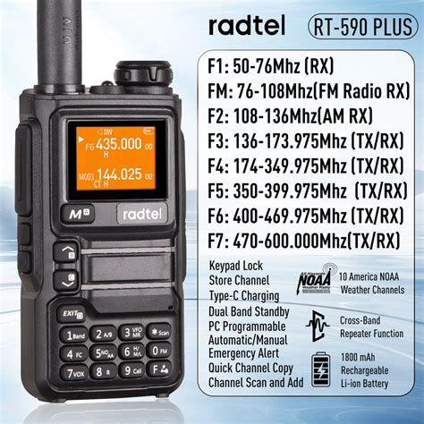 Radtel RT-590 Plus Air Band Walkie Talkie Amateur Ham Two Way Radio S ...