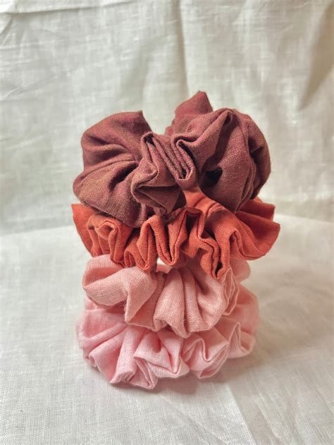 Linen Scrunchies - 4 pieces set - Shades of pink – Pratha