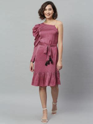 Buy KASSUALLY Fuchsia Power Shoulder Midi Dress Online