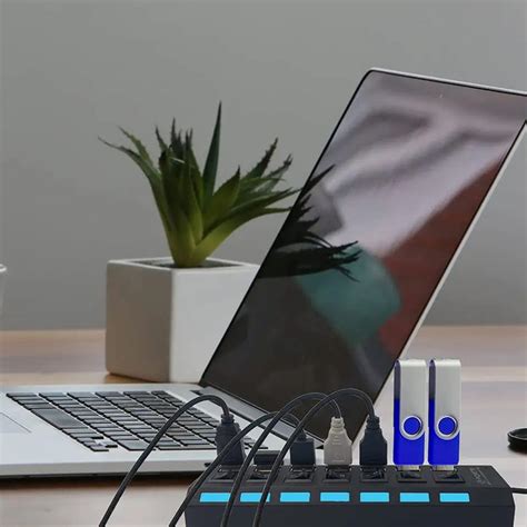 6994 USB Splitter Multi Port USB 2.0 Hub, 7 Port with Independent On/O ...