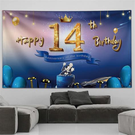 Happy Birthday Banner 14th Birthday Decorations For Boys 14th Birthday ...
