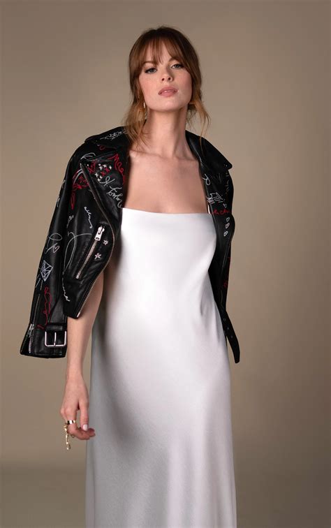 Lace and Charmeue Sheath Wedding Dress with High Neck