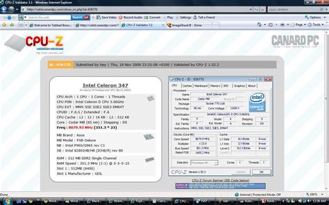hey`s CPU Frequency score: 8079.9 MHz with a Celeron D 347
