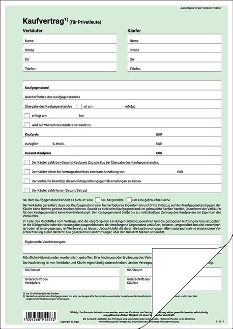 Kaufvertrag (allgemein) | SIGEL