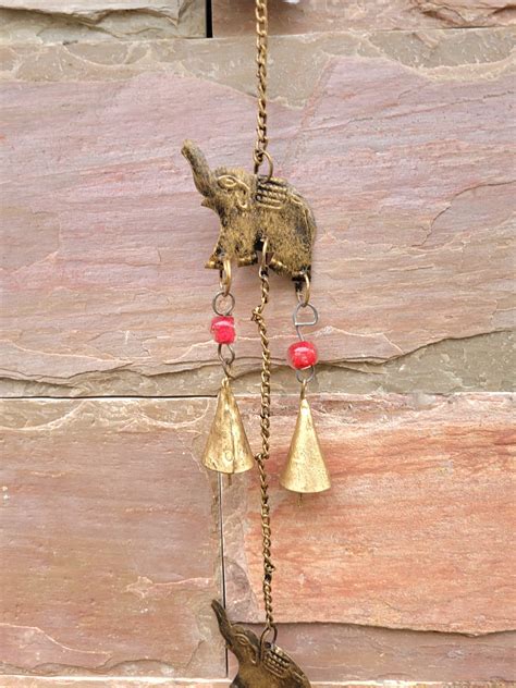 Elephant Hangings wind chime bells glass beads decor – Smris