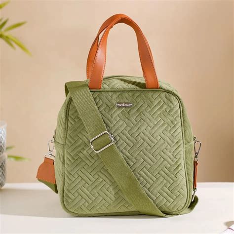 Nestasia Velvet Quilted 3-Layer Insulated Stylish Lunch Bag for Women ...
