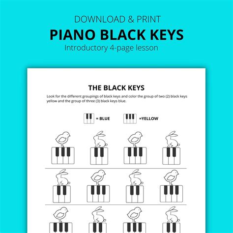 Piano Black Key Beginner Worksheet Piano Lessons Usletter - Etsy