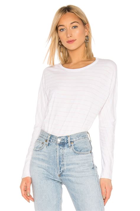 Frank & Eileen Tee Lab Continuous Sleeve Tee in White & English Rose ...