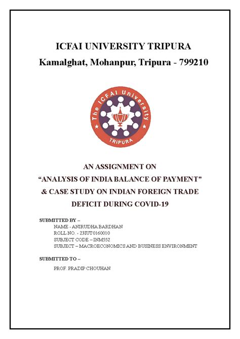 ECO 2ND - Economics Assignment. - ICFAI UNIVERSITY TRIPURA Kamalghat ...