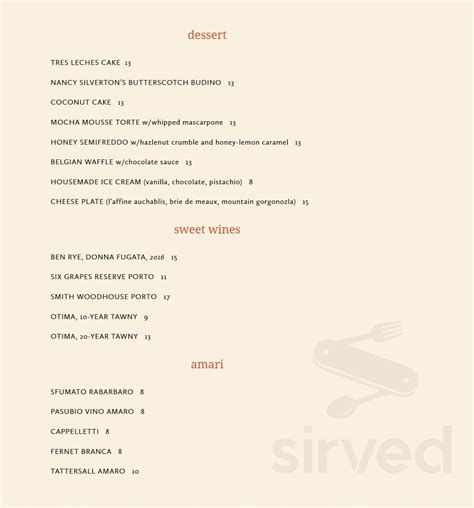 112 Eatery menu in Minneapolis, Minnesota, USA