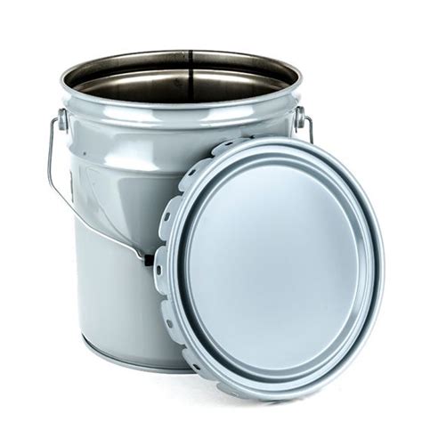 5 GALLON STEEL PAIL, OPEN HEAD, LUG COVER - GRAY