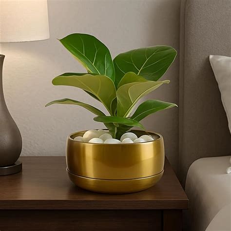 CINAGRO Metal Planter Pot for Indoor Plants, Round Decorative Flower ...