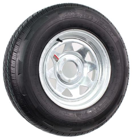205/75R14 (C-Rated) 14" Radial Trailer Tire + 5 Lug Galvanized Spoke ...