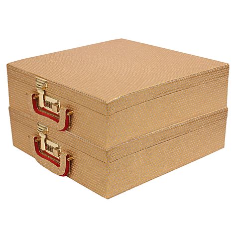 Kuber Industries Wooden 2 Pieces Four Rod Bangle Storage Box (Gold ...