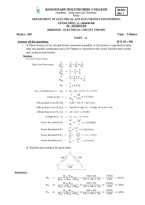ECT answer key - nil - EX-05a Rev: 1 KONGUNADU POLYTECHNIC COLLEGE ...