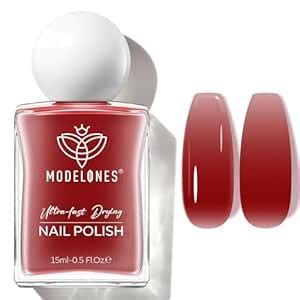 Buy modelones Jelly Red Nail Polish, Sheer Dark Red Clear Translucent ...