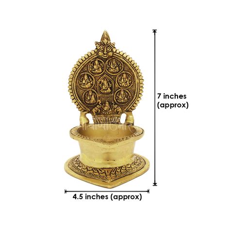 Brass Ashtalakshmi Deepam Diya Lamp Vilakku | 7 inch | Pooja | Diwali ...