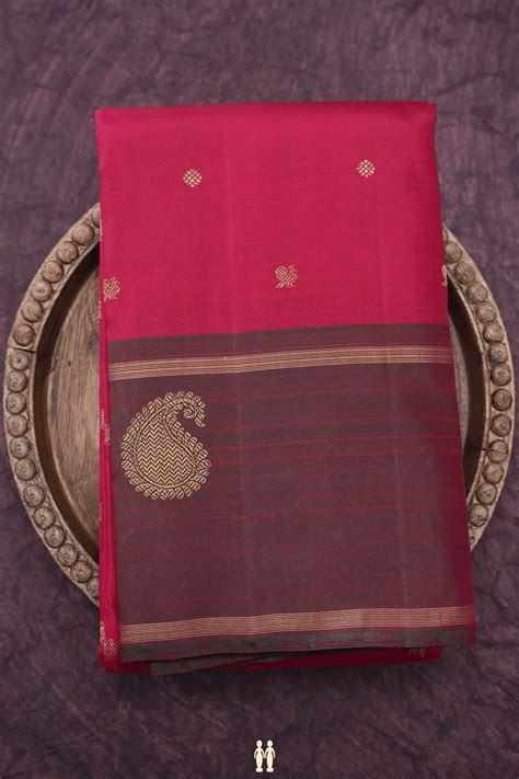 Peacock Floral Zari Buttis Ruby Red Kanchipuram Silk Saree – Sundari Silks