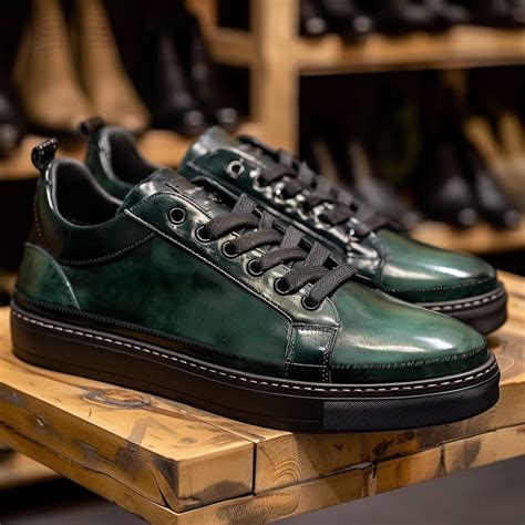 Green Benedetto Sneaker With Black Sole – Costoso Italiano