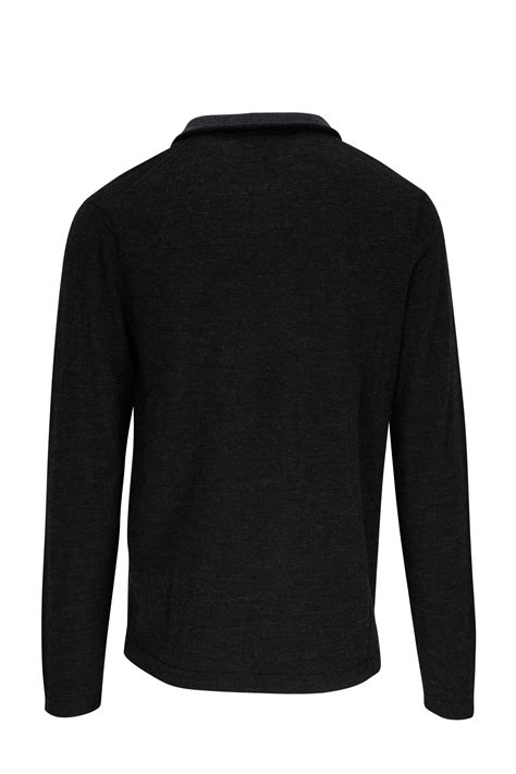 Patrick Assaraf - Granite Mélange Merino Wool Quarter Zip Pullover