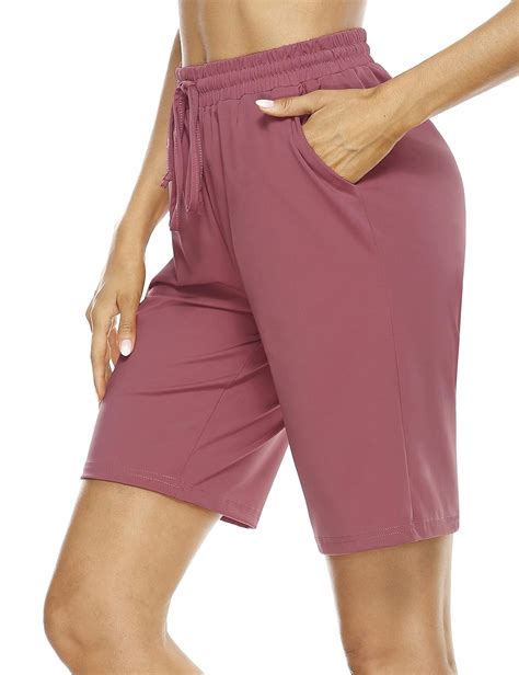 Buy CHICHO Womens Sweat Shorts Long, Ladies Basic Knee Length Pilates ...