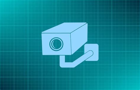Символ камеры видеонаблюдения Векторная иллюстрация на синем фоне Eps ...