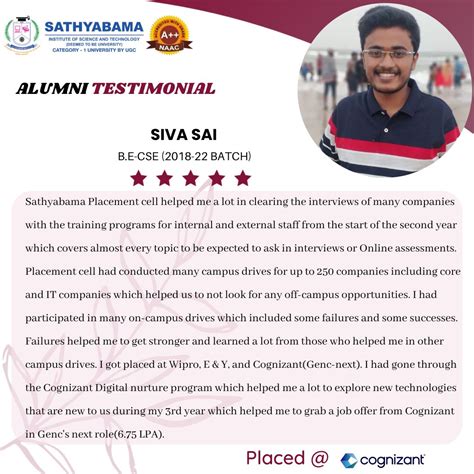 Student Testimonials | Sathyabama Institute of Science and Technology ...