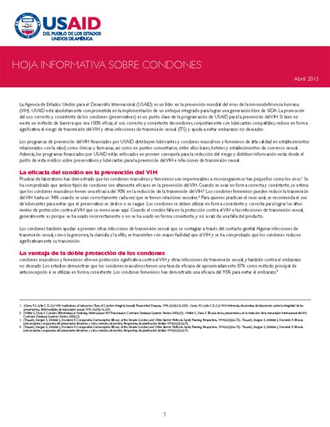 Spanish Condom Fact Sheet-508 - 1 HOJA INFORMATIVA SOBRE CONDONES Abril ...