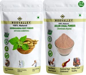 Moovalley Arjun Chal Powder (100g) + Ashwagandha Powder (100g) | Combo ...