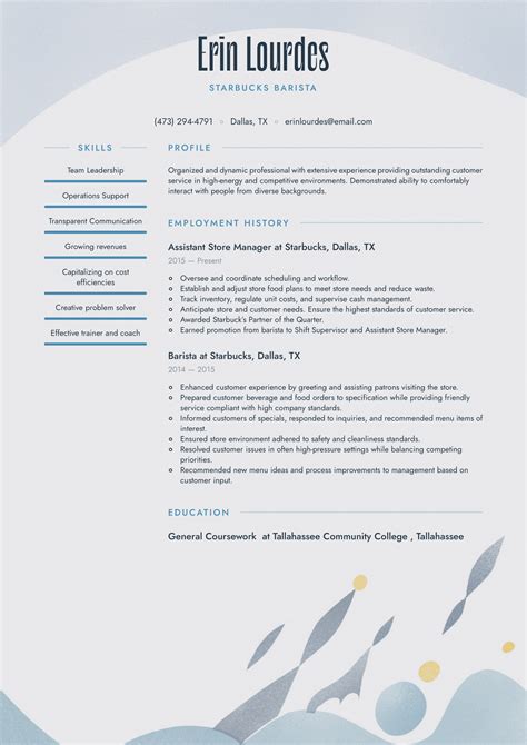 Starbucks Barista Resume Starbucks Resume: Examples And Guide [10+