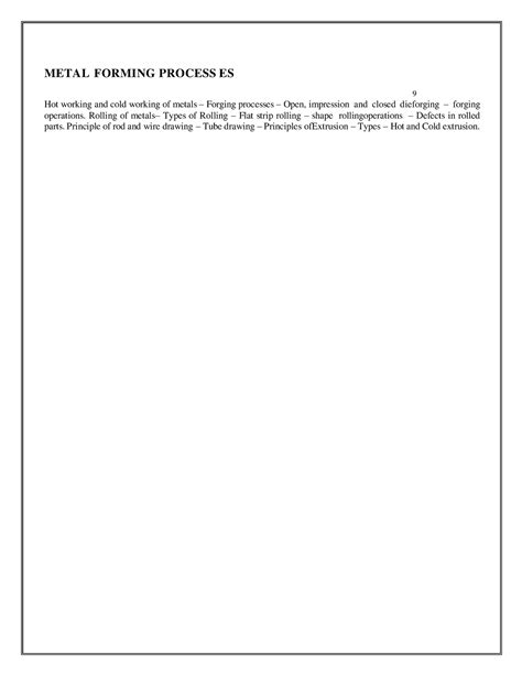 Metal Forming Processes -working principle based on ME8361 - METAL ...