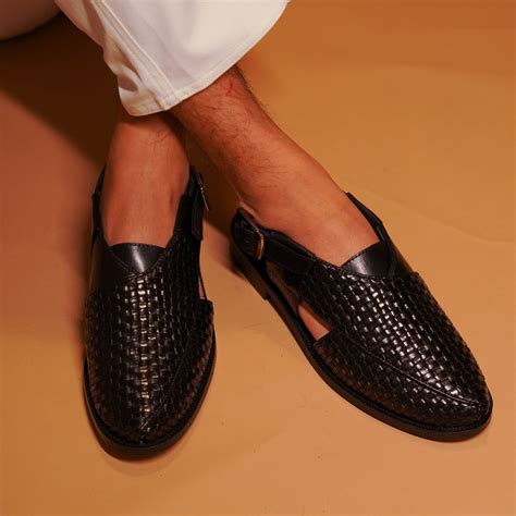 Pesha Broguo | Solid Dark Brown Leather Peshawari for Men | dmodot