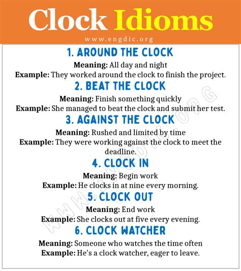 Clock Idioms (With Meaning and Examples) - EngDic