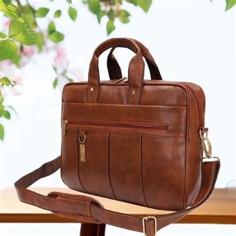 HARD CRAFT Rust PU Leather Finish Laptop Messenger Bag Price in India ...